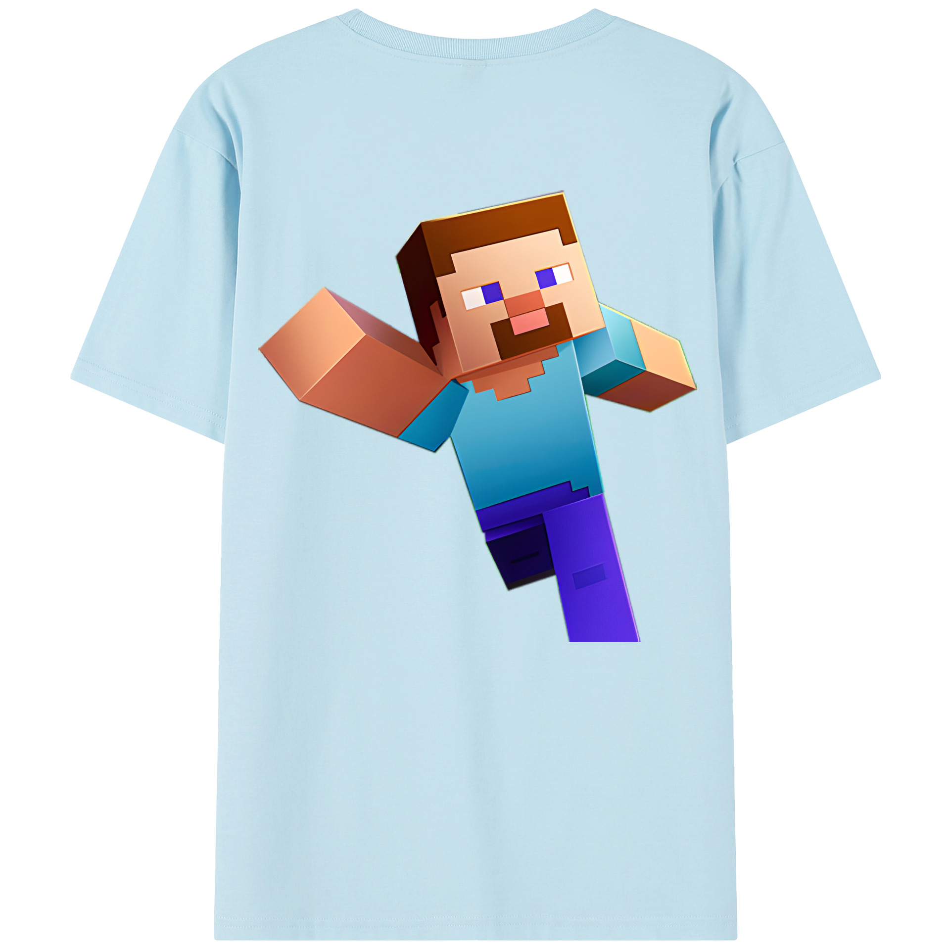（画像用） マインクラフト ブロックの世界 Minecraft MC Block world 綿100％半袖Tシャツ（背面プリント）